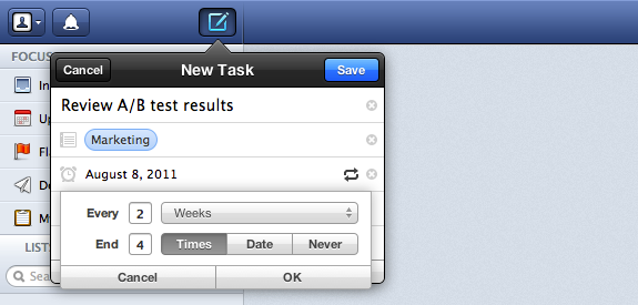 Recurring task Custom... options