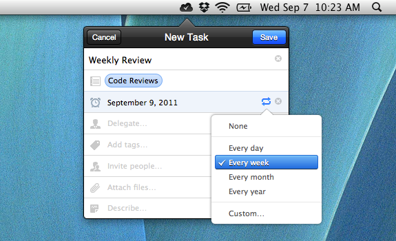 Create a recurring task with Flow for Mac