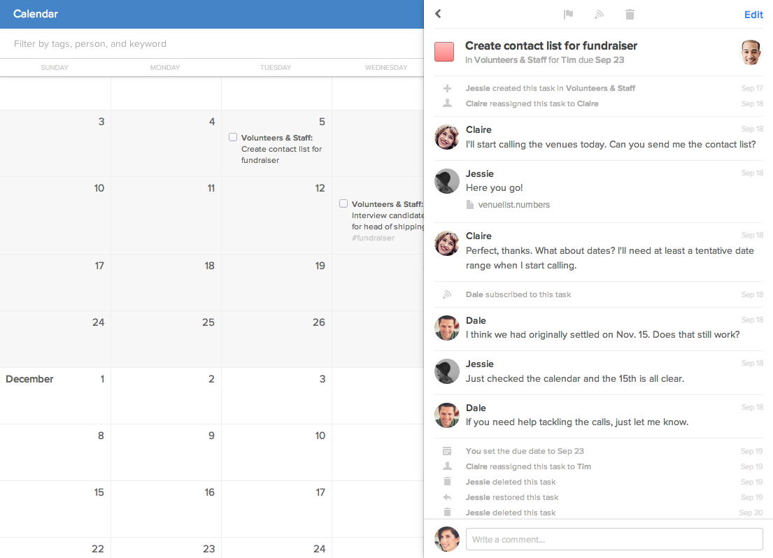 Shared calendar with task pane