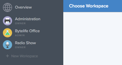 Click the workspace switcher in the top left