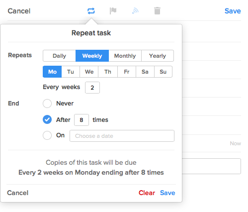 Repeating Task Improvements