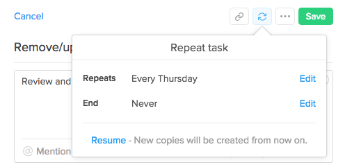 Creating repeating tasks in Flow